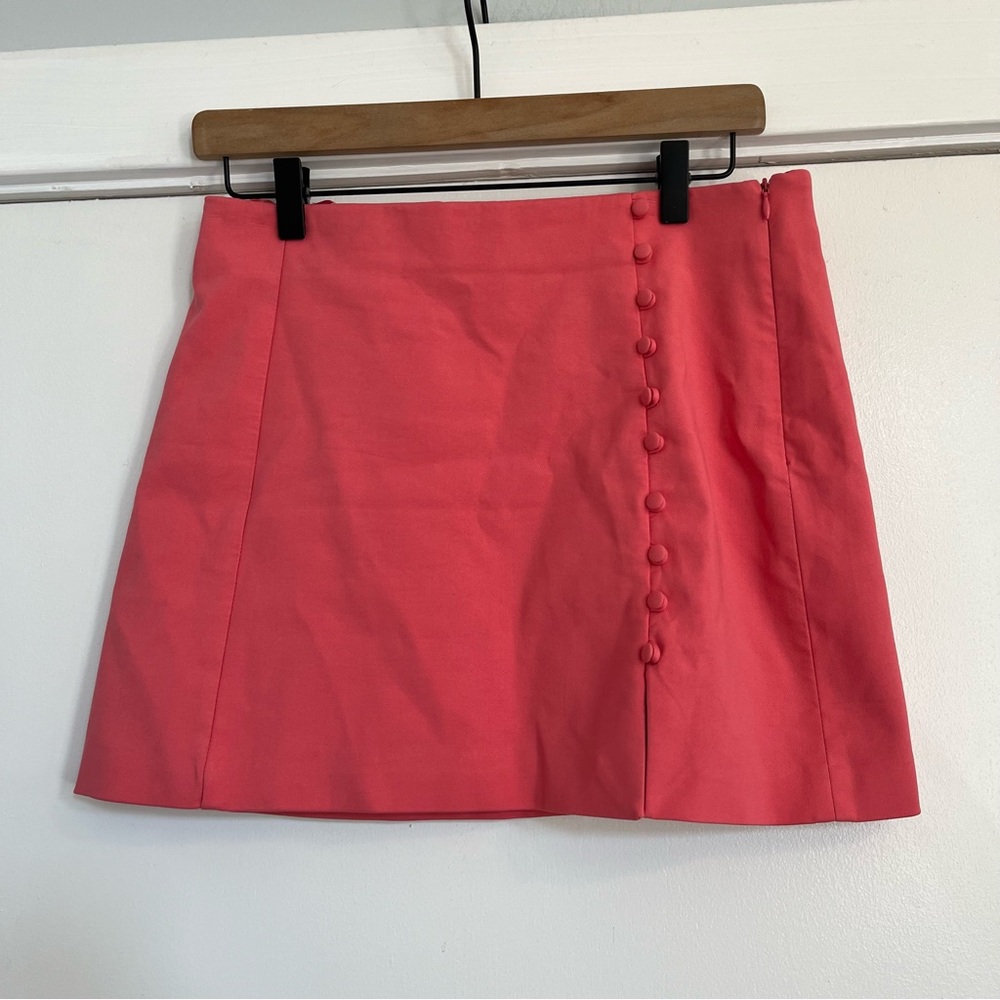 Zara women’s medium pink coral button mini skirt micro mini preppy pleated